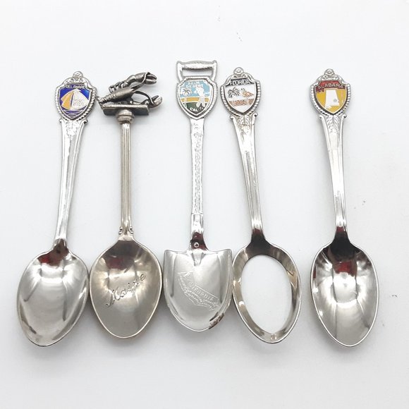 5 Collectors' Spoons in an American Theme -Alabama, Florida, Delaware, Maine - Picture 1 of 11